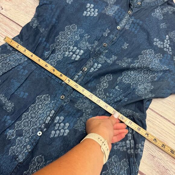 Free People Indigo Daze Jumpsuit Denim Paisley Blue Size Large - Picture 6 of 9